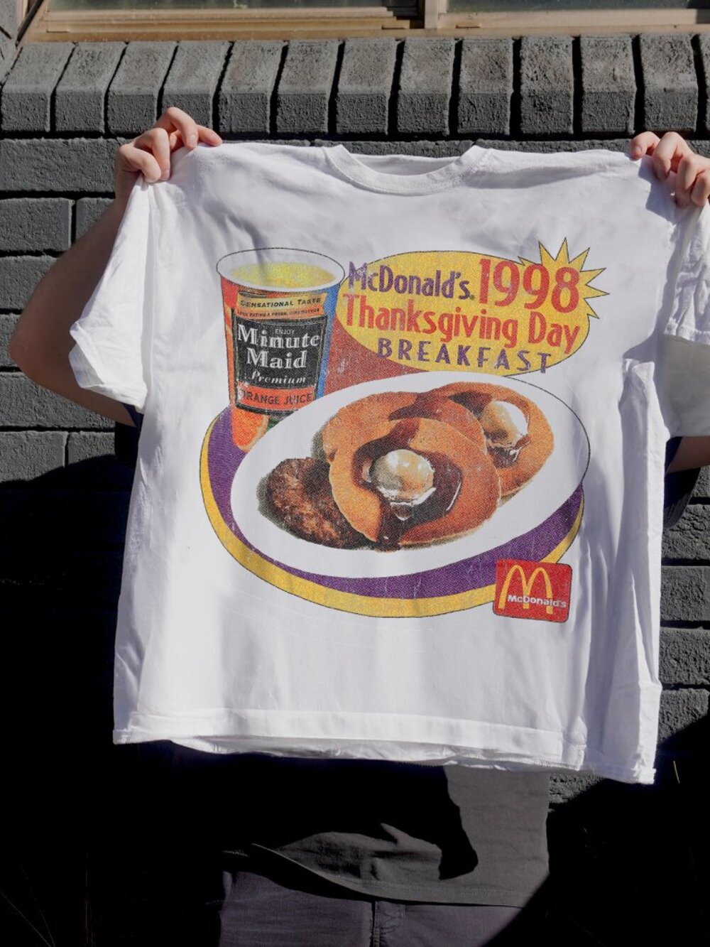 98 Thanksgiving Breakfast Promo White Vintage T-Shirt